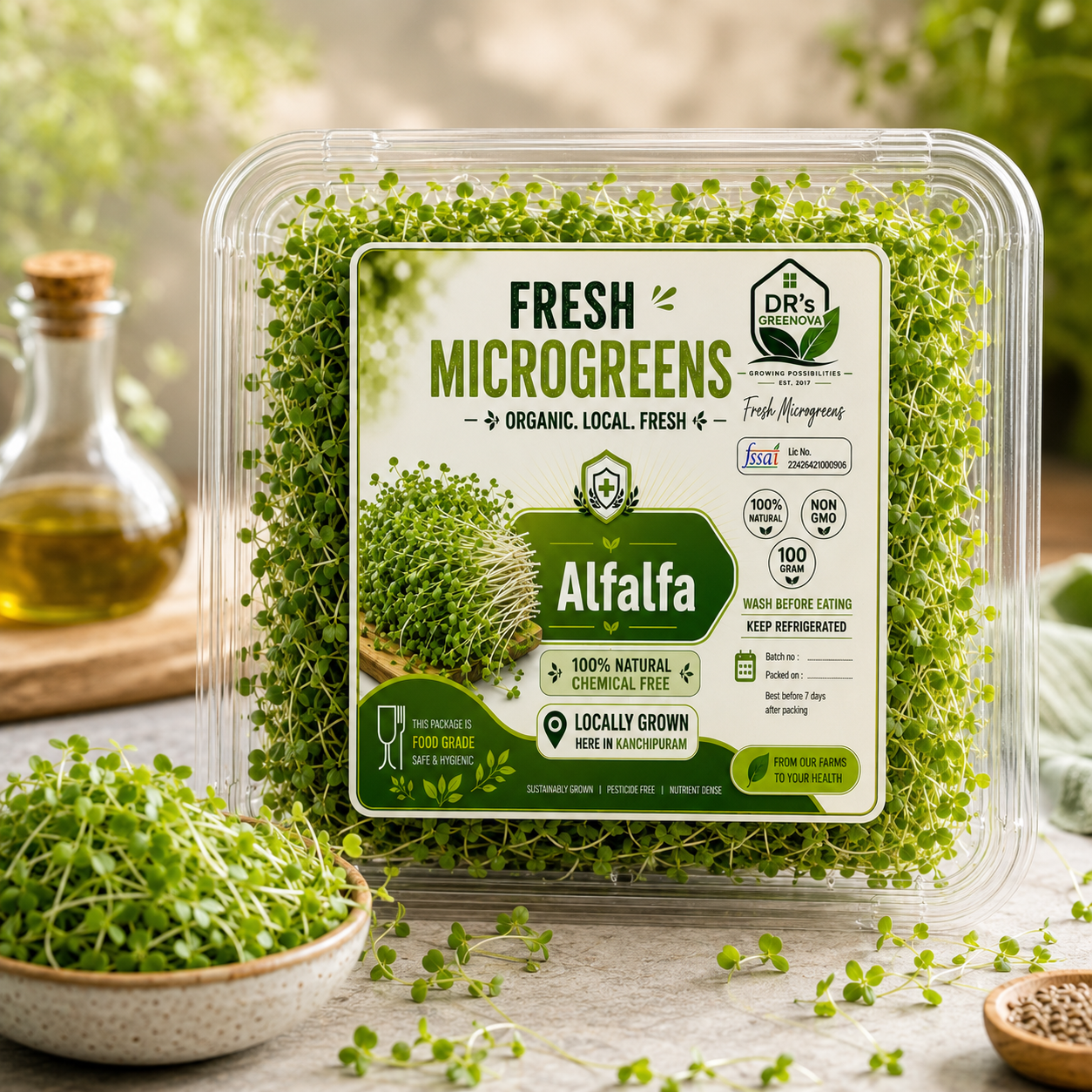 Fresh Alfalfa Microgreens - 100 g
