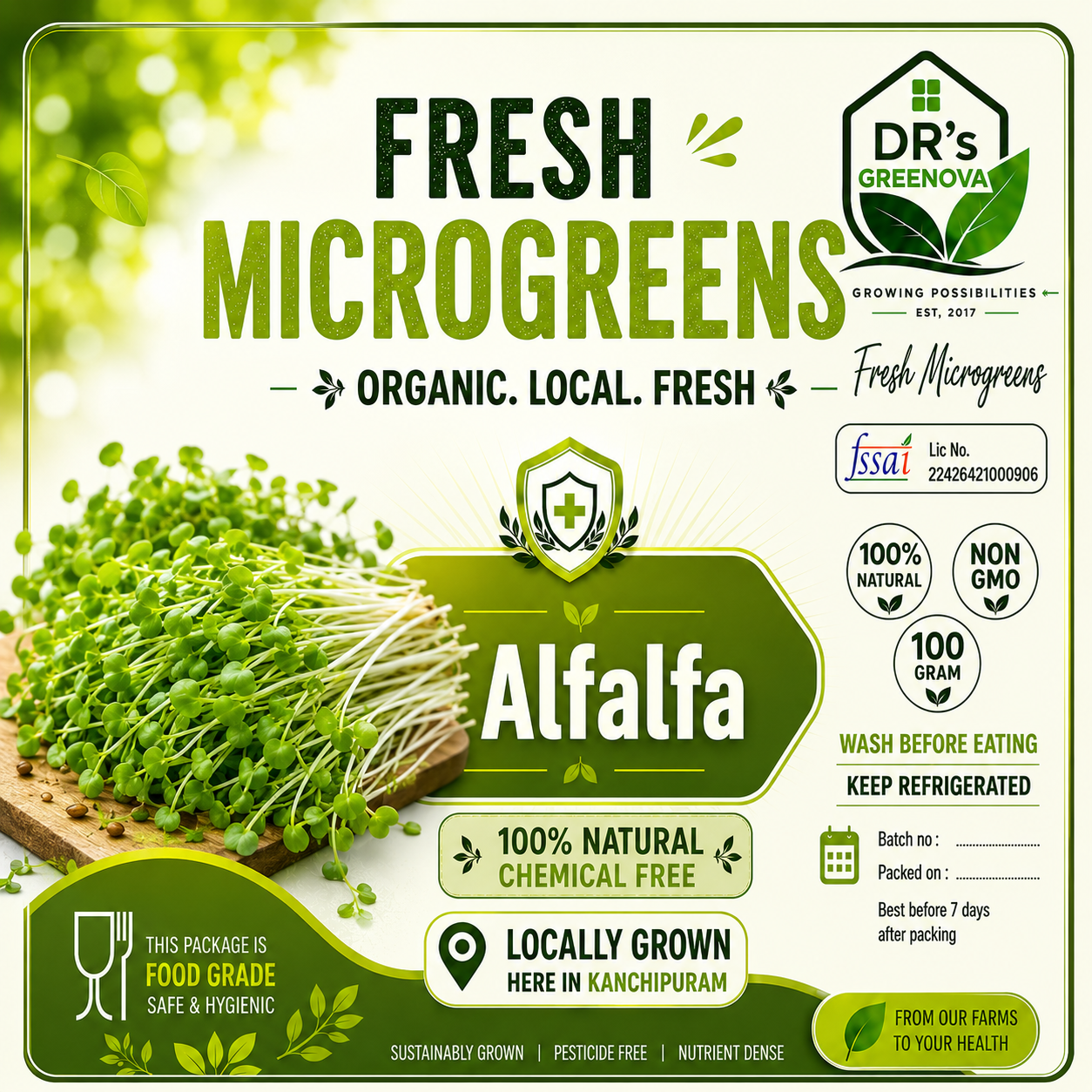 Fresh Alfalfa Microgreens - 100 g