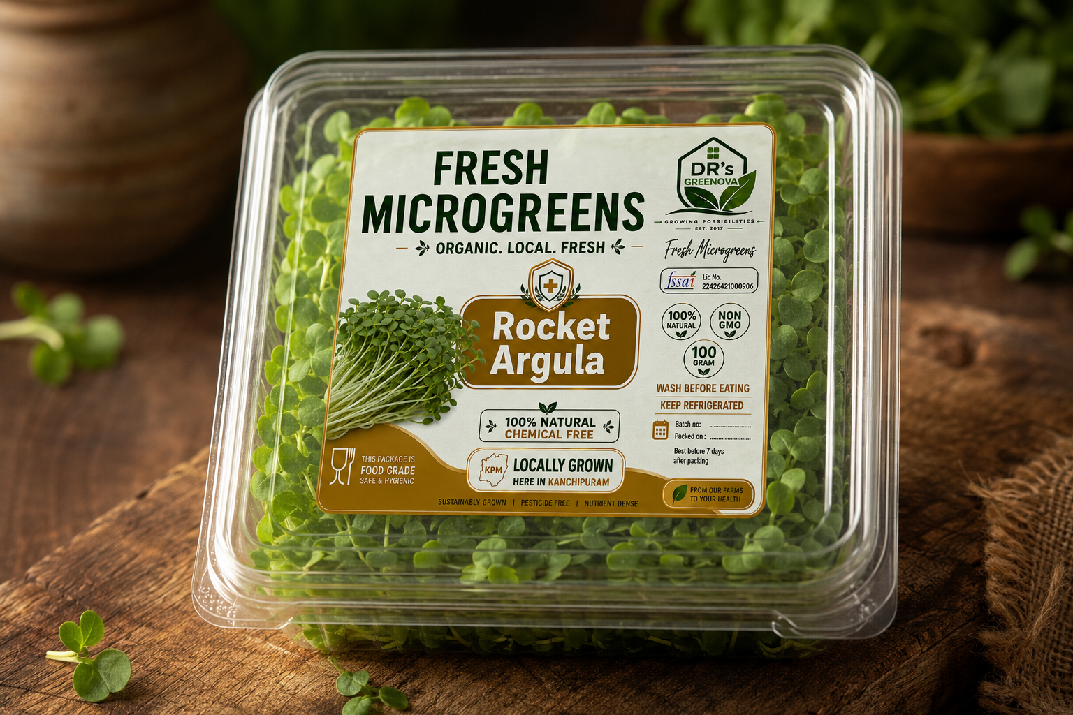 Fresh Rocket Arugula Microgreens - 100 g