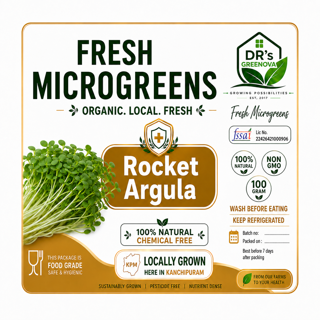 Fresh Rocket Arugula Microgreens - 100 g