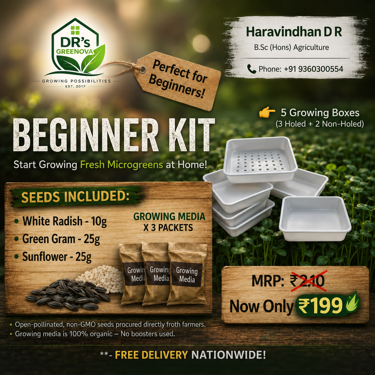 DR's Greenova Beginner Microgreens Kit