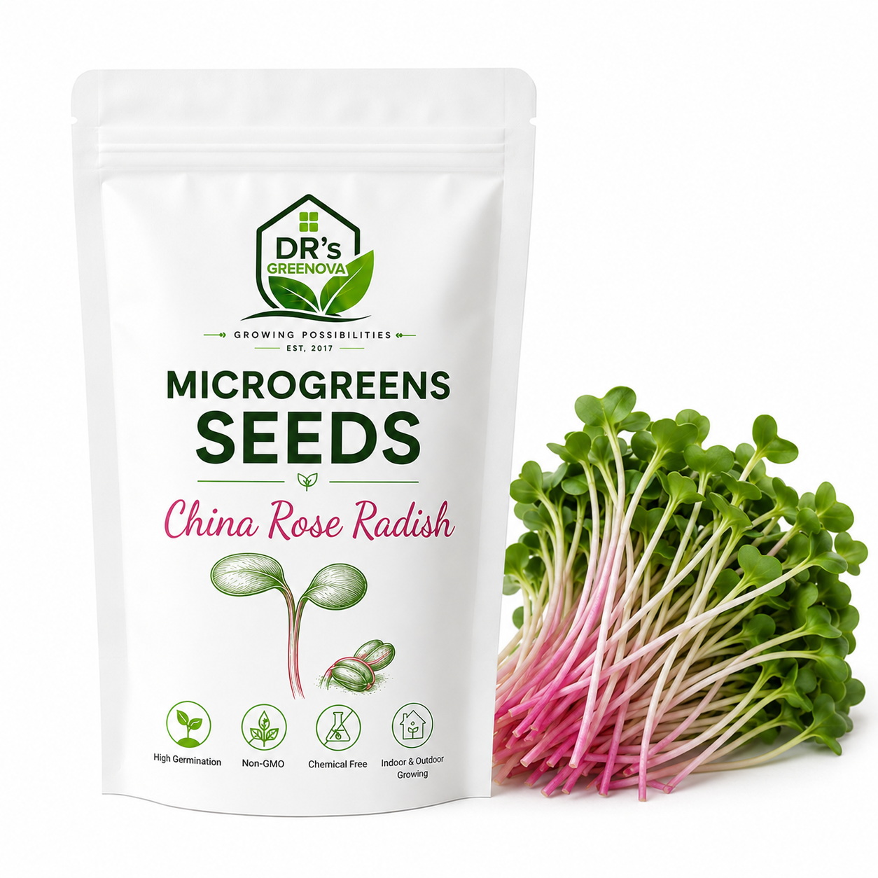 China Rose Radish Microgreen Seeds - 200g