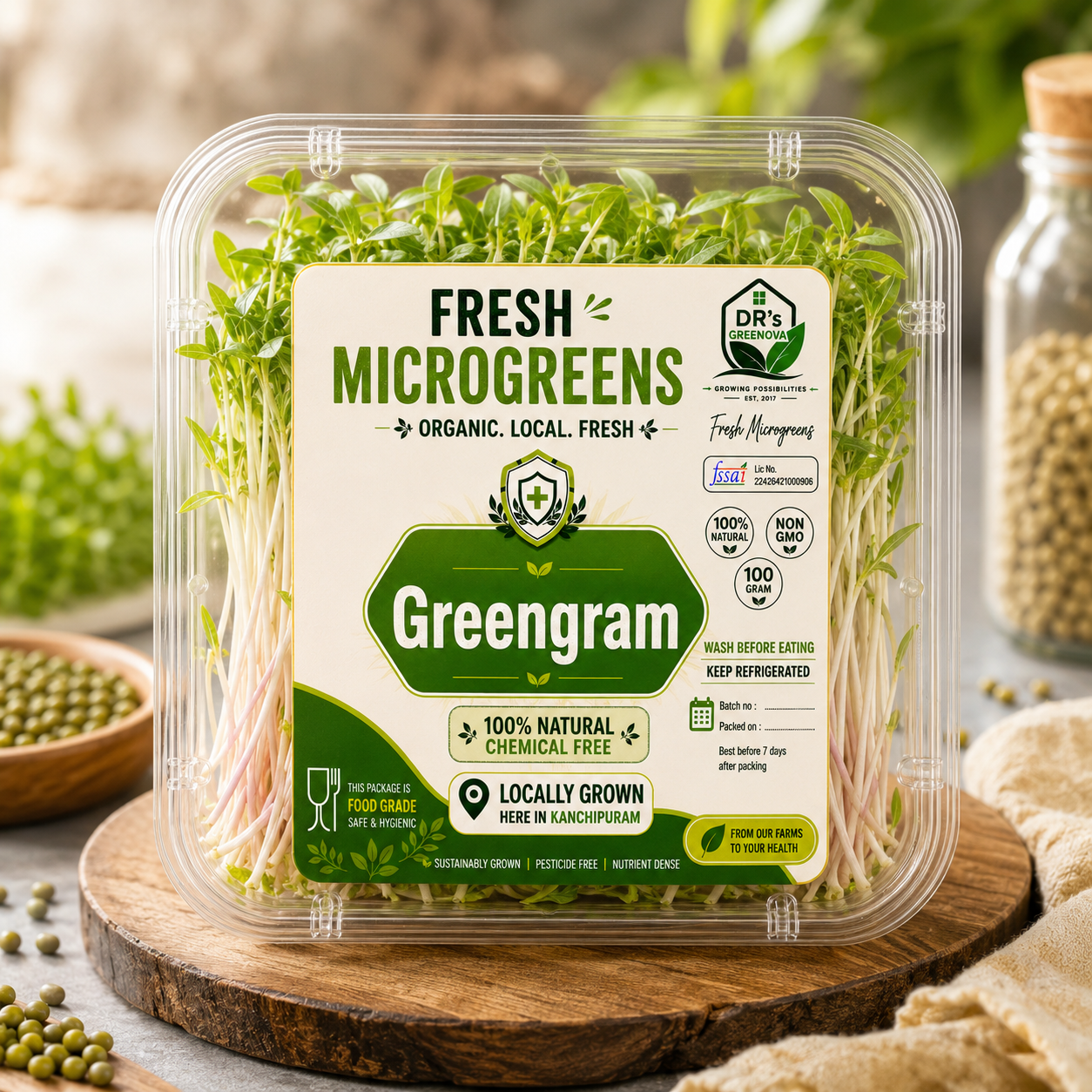 Fresh Green Gram Microgreens - 100 g