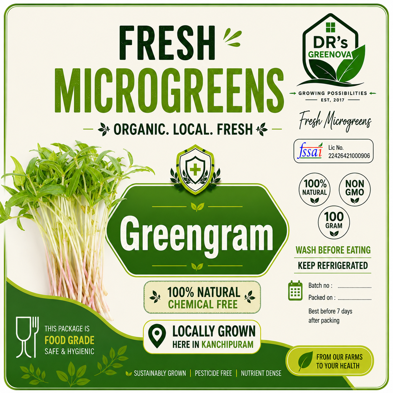 Fresh Green Gram Microgreens - 100 g