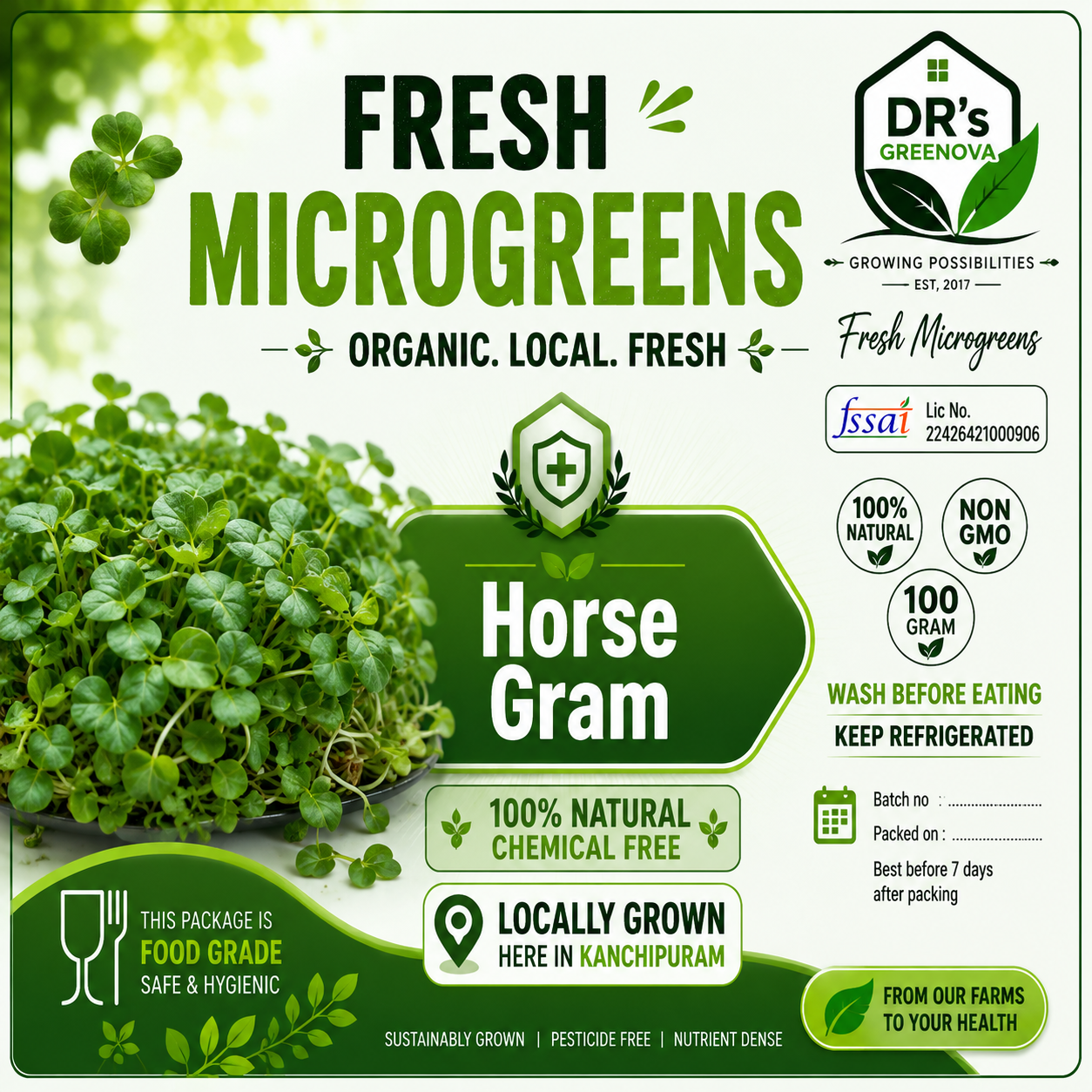 Fresh Horse Gram Microgreens - 100 g