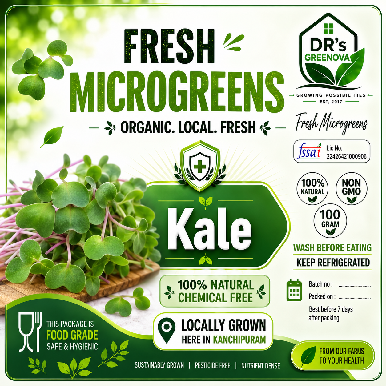 Fresh Kale Microgreens -100 g