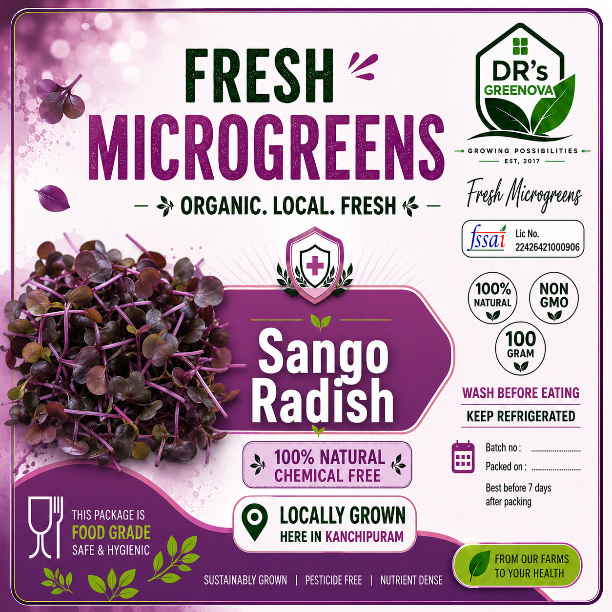 Fresh Sango Radish Microgreens - 75 g